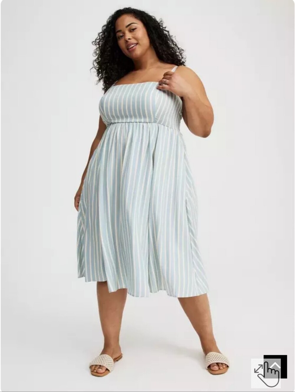 Plus-Size Blue & White Striped Midi Sundress